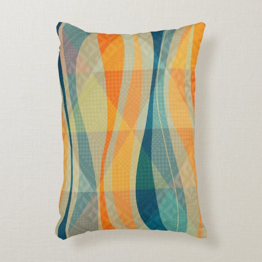 カラフル抽象芸術ストライプパターン アクセントクッション (正面(垂直))