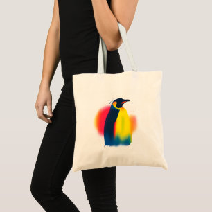 カラフル抽象芸術スプレー絵を描ペンギンシルエット トートバッグ