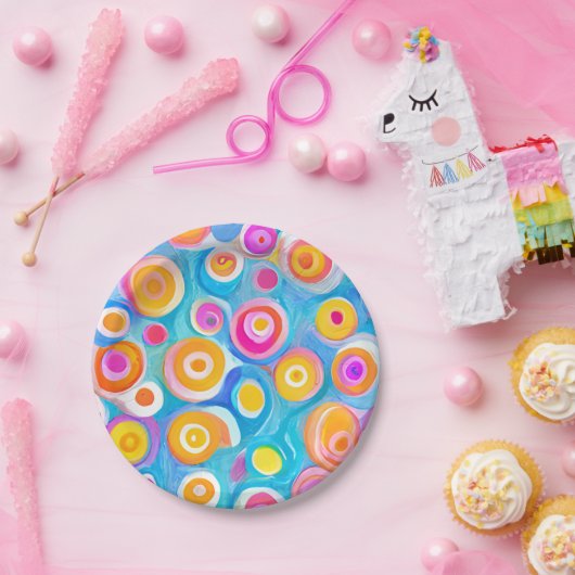 カラフル抽象芸術スモダンクルアートアーティストおもしろい ペーパープレート (パーティー)