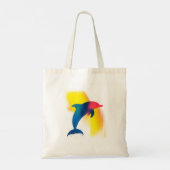 カラフル抽象芸術ス絵を描プルフィン トートバッグ (裏面)