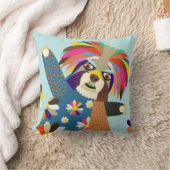 カラフル抽象芸術テリア犬ポートレート クッション (ブランケット)