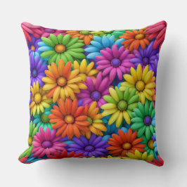 カラフル抽象芸術デイジー#34 - クッション