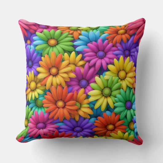 カラフル抽象芸術デイジー#34 - クッション (正面)