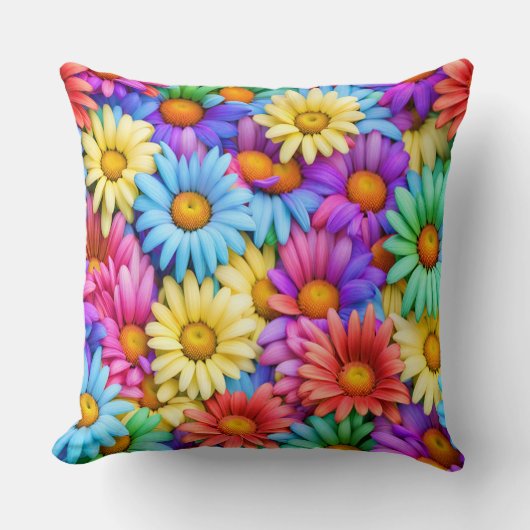 カラフル抽象芸術デイジー#37 - クッション (正面)