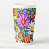 カラフル抽象芸術デイジー#444 カフェラテマグ (正面)