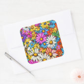 カラフル抽象芸術デイジー#444 - スクエアシール (封筒)