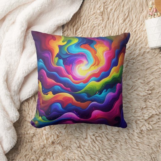 カラフル抽象芸術デザイン | 芸術的魚釣り クッション (ブランケット)