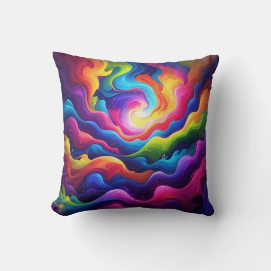 カラフル抽象芸術デザイン | 芸術的魚釣り クッション (正面)