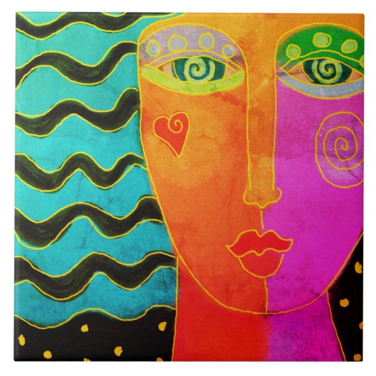 カラフル抽象芸術デジ絵画タルのセラミックタイル タイル (正面)