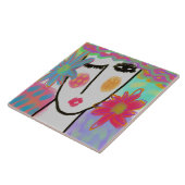 カラフル抽象芸術デジ絵画タル・オブ・ザ・ウーマン タイル (側面)