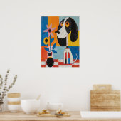 カラフル抽象芸術ドッグ花子供部屋絵を描ズ ポスター (キッチン)