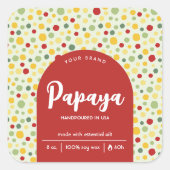 カラフル抽象芸術ドットレトロキャンドルラベルデザイン スクエアシール (正面)