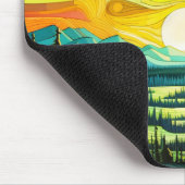 カラフル抽象芸術ノーザンライトイラストレーション マウスパッド (コーナー)