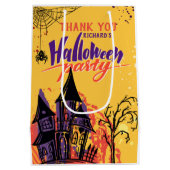 カラフル抽象芸術ハローウィンパーティ ミディアムペーパーバッグ (裏面)