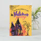 カラフル抽象芸術ハローウィンパーティ 招待状 (スタンド正面)