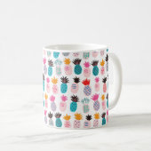 カラフル抽象芸術パイナップルとリーブ コーヒーマグカップ (正面右)