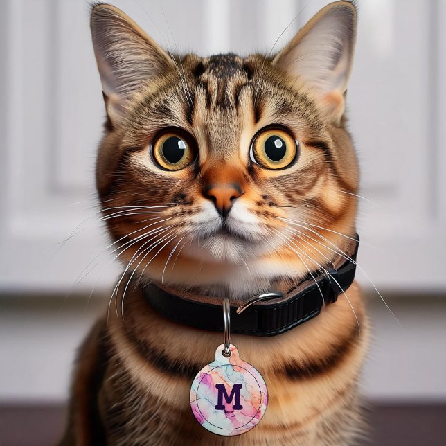 カラフル抽象芸術パタパーソナライズされたーン ペット　ネームタグ (クリエイターアップロード済み)