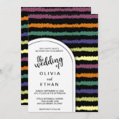 カラフル抽象芸術パターンシック結婚式招待状 招待状 (正面/裏面)