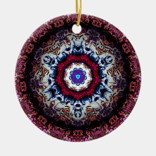 カラフル抽象芸術パターン(エイリアン眼) セラミックオーナメント (正面)