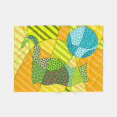 カラフル抽象芸術パッチワーク猫 フリースブランケット (正面(横))