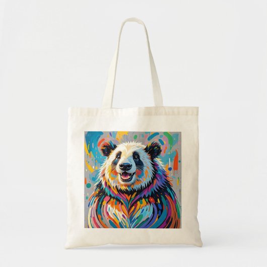 カラフル抽象芸術パンダ動物デザイン トートバッグ (正面)