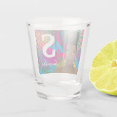 カラフル抽象芸術パーソナライズされたトロピ離れカル ショットグラス (裏面)