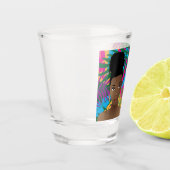 カラフル抽象芸術パーソナライズされたトロピ離れカル ショットグラス (左)