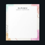 カラフル抽象芸術パーソナライズされたメモ帳 ノートパッド<br><div class="desc">抽象芸術モダン水の色のデザインピンク、紫、青と黄色のパステルトーンで。</div>