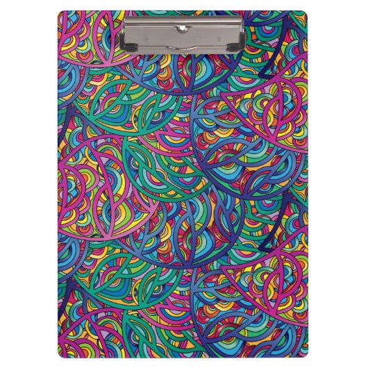 カラフル抽象芸術ヒッピー動的波型 クリップボード (正面)