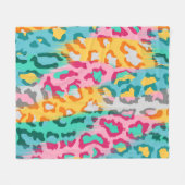 カラフル抽象芸術ヒョウの肌の背景 フリースブランケット (正面(横))