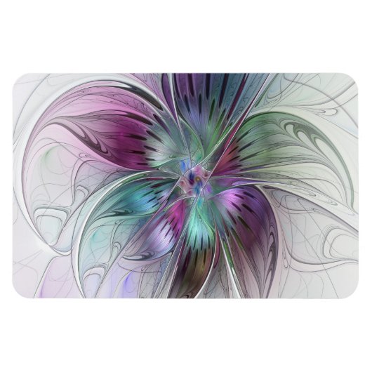 カラフル抽象芸術フラワモダンーフローラフラクタルアート マグネット (横)