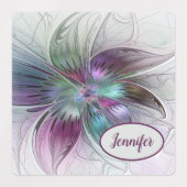 カラフル抽象芸術フラワーモダンフラクタルアート名 ラベル (デザイン2)