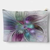 カラフル抽象芸術フラワーモダンフローラフラクタル アクセサリーポーチ (裏面)