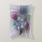 カラフル抽象芸術フラワーモダンフローラフラクタル アクセントクッション (裏面(縦))