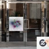 カラフル抽象芸術フラワーモダンフローラフラクタル ウィンドウサイン (オフィスドア)