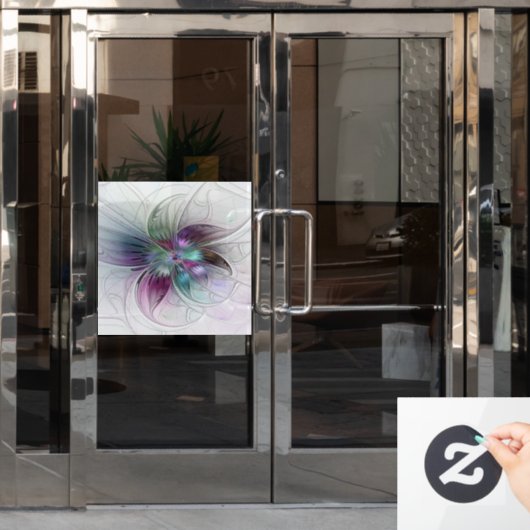 カラフル抽象芸術フラワーモダンフローラフラクタル ウィンドウサイン (オフィスドア)