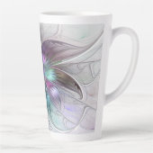 カラフル抽象芸術フラワーモダンフローラフラクタル カフェラテマグ (右)