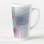 カラフル抽象芸術フラワーモダンフローラフラクタル カフェラテマグ (右)