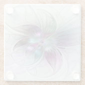 カラフル抽象芸術フラワーモダンフローラフラクタル ガラスコースター (裏面)
