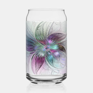 カラフル抽象芸術フラワーモダンフローラフラクタル ガラス缶
