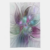 カラフル抽象芸術フラワーモダンフローラフラクタル キッチンタオル (縦)