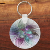 カラフル抽象芸術フラワーモダンフローラフラクタル キーホルダー (正面)