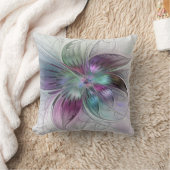 カラフル抽象芸術フラワーモダンフローラフラクタル クッション (ブランケット)