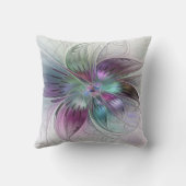 カラフル抽象芸術フラワーモダンフローラフラクタル クッション (裏面)