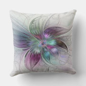 カラフル抽象芸術フラワーモダンフローラフラクタル クッション (裏面)