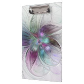 カラフル抽象芸術フラワーモダンフローラフラクタル クリップボード (左)