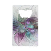 カラフル抽象芸術フラワーモダンフローラフラクタル クレジットカード栓抜き (裏面)