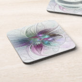 カラフル抽象芸術フラワーモダンフローラフラクタル コースター (左側)