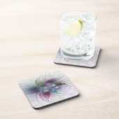 カラフル抽象芸術フラワーモダンフローラフラクタル コースター (右側)