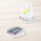 カラフル抽象芸術フラワーモダンフローラフラクタル コースター (側面)